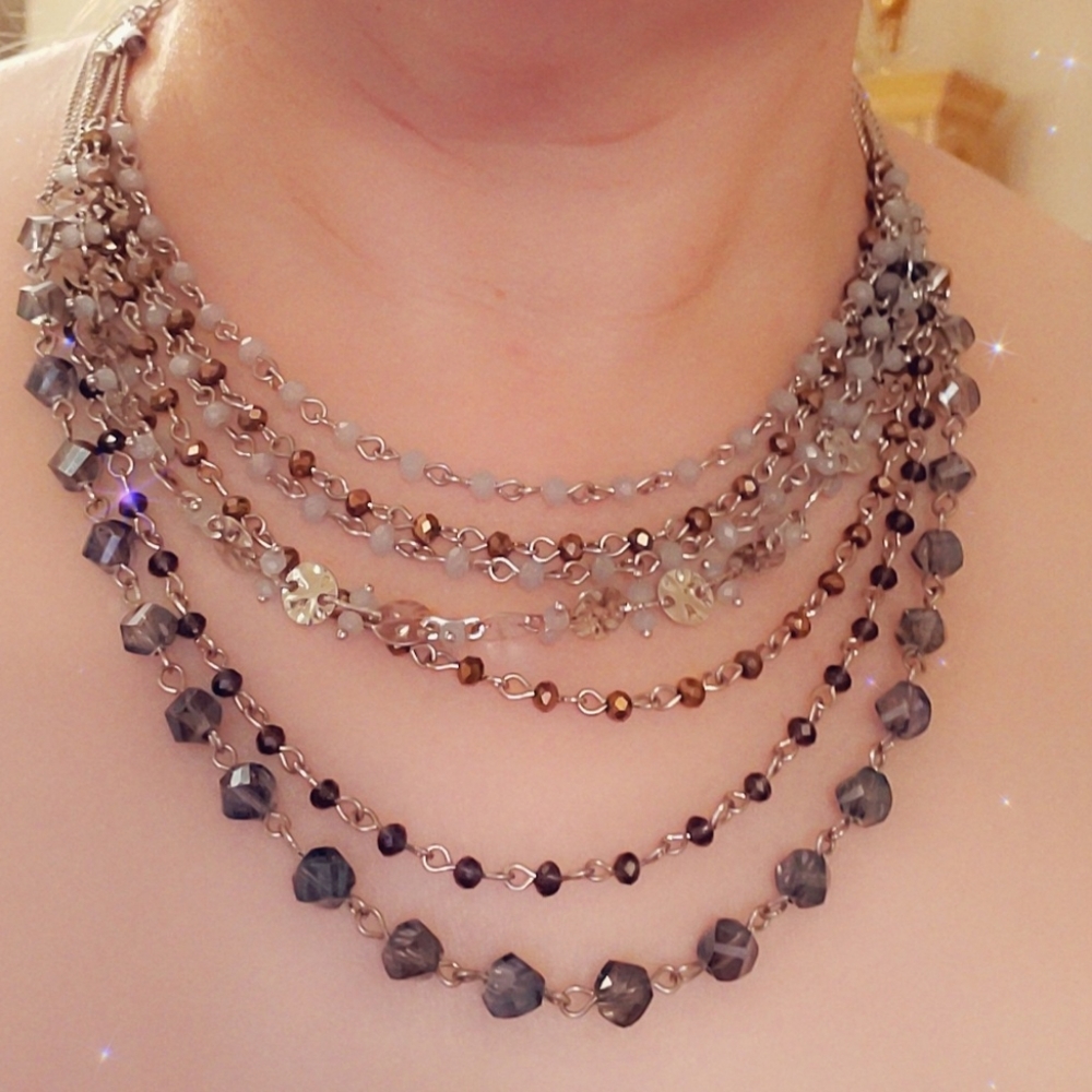 Vintage Goldtone Multi Strand Beaded Necklace